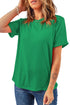Soft Stretch Solid Crew Neck Rolled Cuff Relaxed Tee