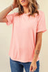 Soft Stretch Solid Crew Neck Rolled Cuff Relaxed Tee