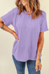 Soft Stretch Solid Crew Neck Rolled Cuff Relaxed Tee