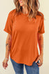 Soft Stretch Solid Crew Neck Rolled Cuff Relaxed Tee
