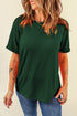 Soft Stretch Solid Crew Neck Rolled Cuff Relaxed Tee