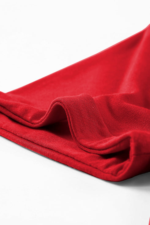 Soft Stretch Solid Crew Neck Rolled Cuff Relaxed Tee