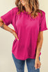 Soft Stretch Solid Crew Neck Rolled Cuff Relaxed Tee