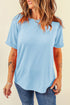 Soft Stretch Solid Crew Neck Rolled Cuff Relaxed Tee