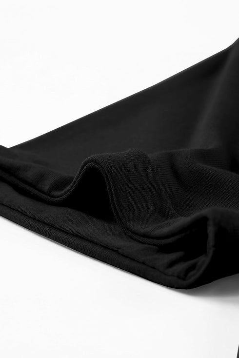 Soft Stretch Solid Crew Neck Rolled Cuff Relaxed Tee