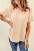 Soft Stretch Solid Crew Neck Rolled Cuff Relaxed Tee