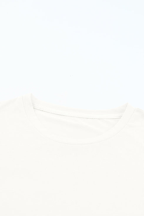 Soft Stretch Solid Crew Neck Rolled Cuff Relaxed Tee