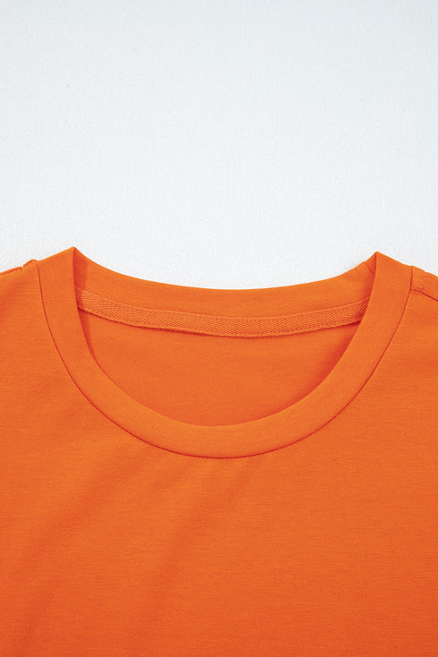 Soft Stretch Solid Crew Neck Rolled Cuff Relaxed Tee