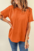 Soft Stretch Solid Crew Neck Rolled Cuff Relaxed Tee