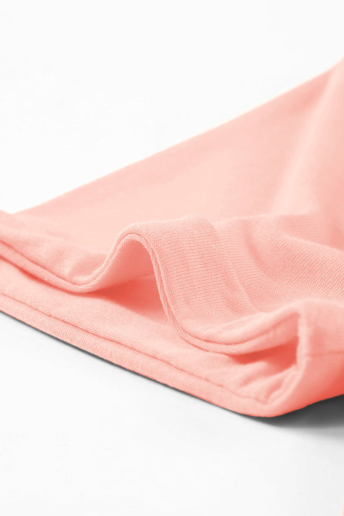 Soft Stretch Solid Crew Neck Rolled Cuff Relaxed Tee