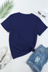 Soft Stretch Solid Crew Neck Rolled Cuff Relaxed Tee