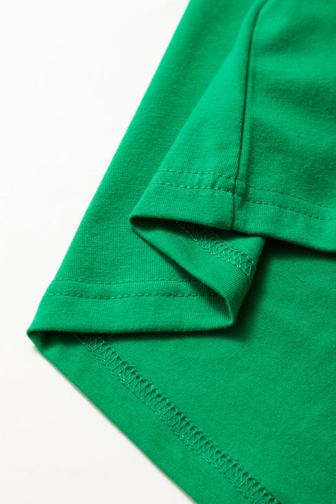 Soft Stretch Solid Crew Neck Rolled Cuff Relaxed Tee