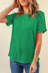 Soft Stretch Solid Crew Neck Rolled Cuff Relaxed Tee
