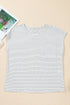 Soft Striped Crew Neck Cap Sleeve Pocket Tee