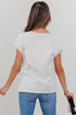 Soft Striped Crew Neck Cap Sleeve Pocket Tee