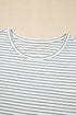 Soft Striped Crew Neck Cap Sleeve Pocket Tee