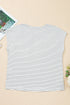 Soft Striped Crew Neck Cap Sleeve Pocket Tee