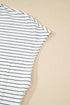 Soft Striped Crew Neck Cap Sleeve Pocket Tee