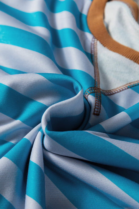 Soft Striped Crew Neck Long Sleeve Ribbed Trim Sweatshirt