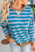 Soft Striped Crew Neck Long Sleeve Ribbed Trim Sweatshirt