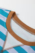 Soft Striped Crew Neck Long Sleeve Ribbed Trim Sweatshirt