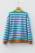 Soft Striped Crew Neck Long Sleeve Ribbed Trim Sweatshirt