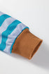 Soft Striped Crew Neck Long Sleeve Ribbed Trim Sweatshirt