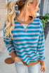 Soft Striped Crew Neck Long Sleeve Ribbed Trim Sweatshirt