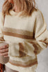 Soft Striped Exposed Seam Drop Shoulder Knit Sweater