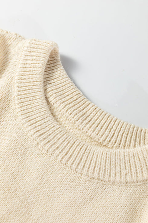 Soft Striped Exposed Seam Drop Shoulder Knit Sweater