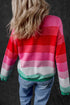 Soft Striped Knit Patch Pocket Pullover Sweater