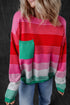 Soft Striped Knit Patch Pocket Pullover Sweater