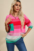 Soft Striped Knit Patch Pocket Pullover Sweater