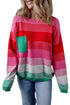 Soft Striped Knit Patch Pocket Pullover Sweater