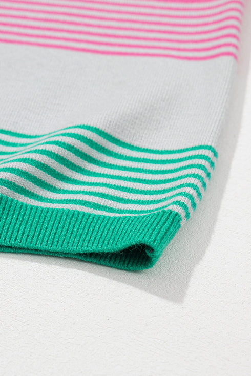 Soft Striped Knit Patch Pocket Pullover Sweater