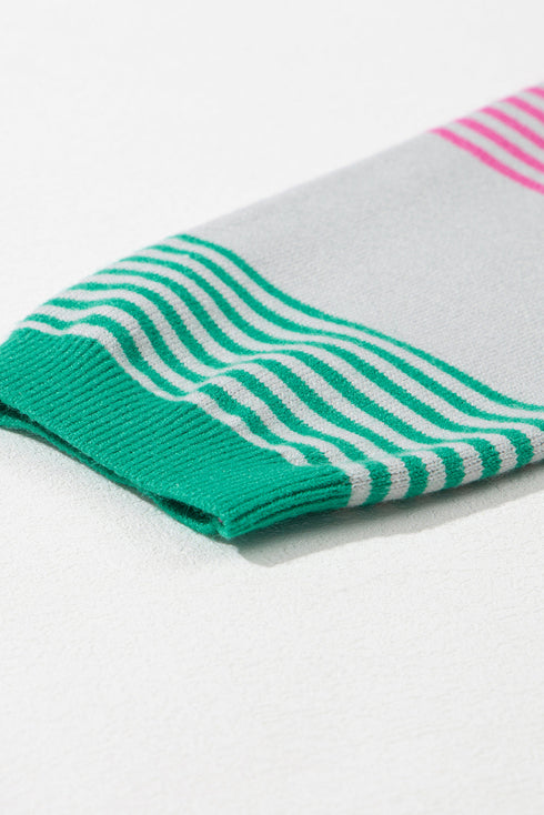 Soft Striped Knit Patch Pocket Pullover Sweater