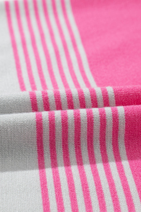 Soft Striped Knit Patch Pocket Pullover Sweater