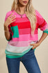 Soft Striped Knit Patch Pocket Pullover Sweater
