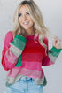 Soft Striped Knit Patch Pocket Pullover Sweater