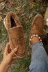 Soft Suede Furry Lined Slip On Flat Shoes