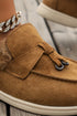 Soft Suede Furry Lined Slip On Flat Shoes