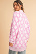 Soft Textured Argyle Pattern Open Front Cardigan