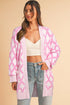 Soft Textured Argyle Pattern Open Front Cardigan