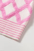 Soft Textured Argyle Pattern Open Front Cardigan