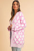 Soft Textured Argyle Pattern Open Front Cardigan
