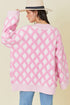 Soft Textured Argyle Pattern Open Front Cardigan