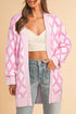 Soft Textured Argyle Pattern Open Front Cardigan