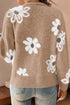 Soft Textured Floral Button Front V Neck Cardigan