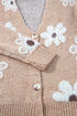 Soft Textured Floral Button Front V Neck Cardigan