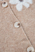 Soft Textured Floral Button Front V Neck Cardigan